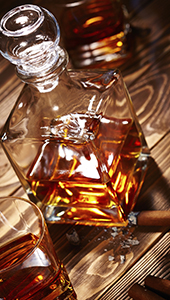 Glass bottle of bourbon